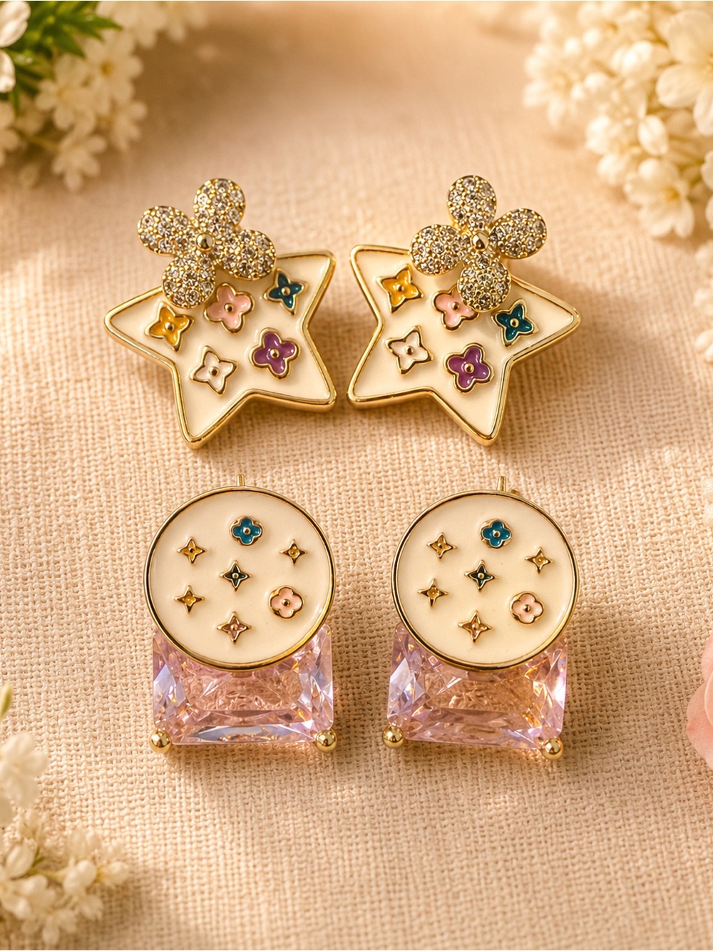 Super Cute 🥰 Earring set of 2. With LV flair .